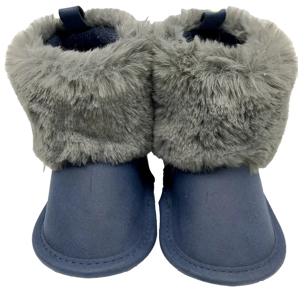 First Steps‎ By Stepping Stones Blue Faux Fur Booties 3-6 Months